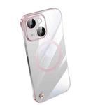 For iPhone 14 Electroplating Frameless Magsafe Magnetic PC Phone Case(Pink)