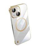 For iPhone 14 Electroplating Frameless Magsafe Magnetic PC Phone Case(Gold)