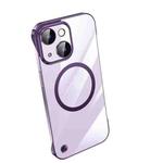 For iPhone 14 Plus Electroplating Frameless Magsafe Magnetic PC Phone Case(Deep Purple)
