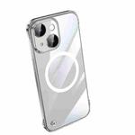 For iPhone 14 Plus Electroplating Frameless Magsafe Magnetic PC Phone Case(Transparent)