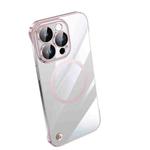 For iPhone 14 Pro Max Electroplating Frameless Magsafe Magnetic PC Phone Case(Pink)