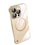 For iPhone 14 Pro Max Electroplating Frameless Magsafe Magnetic PC Phone Case(Gold)