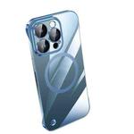 For iPhone 14 Pro Max Electroplating Frameless Magsafe Magnetic PC Phone Case(Sierra Blue)