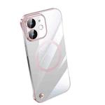 For iPhone 12 mini Electroplating Frameless Magsafe Magnetic PC Phone Case(Pink)