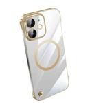 For iPhone 12 Electroplating Frameless Magsafe Magnetic PC Phone Case(Gold)