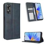 For OPPO A17 Magnetic Buckle Retro Texture Leather Phone Case(Blue)