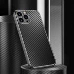 For iPhone 14 Pro Metal Frame Carbon Fiber Phone Case(Black)
