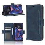 For Motorola Edge 2022 Skin Feel Calf Texture Card Slots Leather Phone Case(Blue)