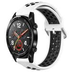 For Huawei Watch GT 46mm / 42mm 22mm Clasp Two Color Sport Watch Band (Black White)