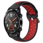 For Huawei Watch GT 46mm / 42mm 22mm Clasp Two Color Sport Watch Band(Red + Black)