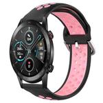 For Huawei Honor Magic Watch 2 46mm 22mm Clasp Two Color Sport Watch Band (Black Pink)