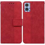 For Motorola Moto E22/E22i Geometric Embossed Flip Leather Phone Case(Red)