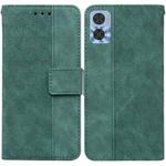 For Motorola Moto E22/E22i Geometric Embossed Flip Leather Phone Case(Green)