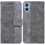 For Motorola Moto E22/E22i Geometric Embossed Flip Leather Phone Case(Grey)