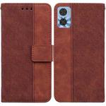 For Motorola Moto E22/E22i Geometric Embossed Flip Leather Phone Case(Brown)