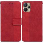 For Realme 9i 5G Geometric Embossed Flip Leather Phone Case(Red)