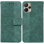 For Realme 9i 5G Geometric Embossed Flip Leather Phone Case(Green)