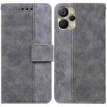 For Realme 9i 5G Geometric Embossed Flip Leather Phone Case(Grey)