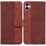 For Samsung Galaxy A04/M13 5G Geometric Embossed Flip Leather Phone Case(Brown)