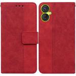 For Tecno Camon 19 Neo Geometric Embossed Flip Leather Phone Case(Red)