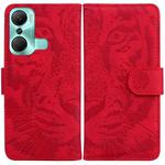 For Infinix Hot 12 Pro Tiger Embossing Pattern Horizontal Flip Leather Phone Case(Red)