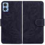For Motorola Moto E22/E22i Tiger Embossing Pattern Horizontal Flip Leather Phone Case(Black)