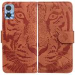 For Motorola Moto E22/E22i Tiger Embossing Pattern Horizontal Flip Leather Phone Case(Brown)