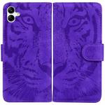 For Samsung Galaxy A04/M13 5G Tiger Embossing Pattern Horizontal Flip Leather Phone Case(Purple)