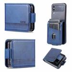 For Samsung Galaxy Z Flip4 5G AZNS Magnetic Calf Texture Flip Leather Phone Case(Dark Blue)