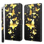 For Motorola Moto G Power 2022 3D Painting Pattern TPU + PU Phone Case(Gold Butterfly)