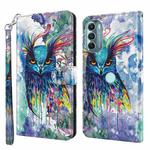 For Motorola Moto G Stylus 5G 2022 3D Painting Pattern TPU + PU Phone Case(Watercolor Owl)