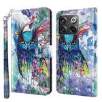 For OnePlus 10T 3D Painting Pattern TPU + PU Phone Case(Watercolor Owl)
