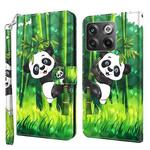 For OnePlus 10T 3D Painting Pattern TPU + PU Phone Case(Panda Climbing Bamboo)