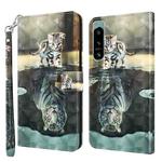 For Sony Xperia 5 IV 3D Painting Pattern TPU + PU Phone Case(Cat Tiger)