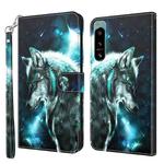 For Sony Xperia 5 IV 3D Painting Pattern TPU + PU Phone Case(Wolf)