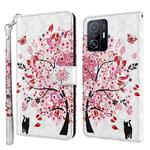 For Xiaomi 11T Pro 3D Painting Pattern TPU + PU Phone Case(Cat Under The Tree)