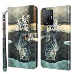 For Xiaomi 11T Pro 3D Painting Pattern TPU + PU Phone Case(Cat Tiger)