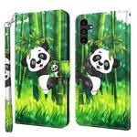 For Samsung Galaxy A14 5G 3D Painting Pattern TPU + PU Phone Case(Panda Climbing Bamboo)