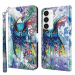 For Samsung Galaxy S23 5G 3D Painting Pattern TPU + PU Phone Case(Watercolor Owl)