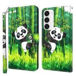 For Samsung Galaxy S23 5G 3D Painting Pattern TPU + PU Phone Case(Panda Climbing Bamboo)