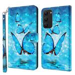 For Samsung Galaxy S23+ 5G 3D Painting Pattern TPU + PU Phone Case(Three Butterflies)