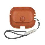 For AirPods Pro 2 Litchi Texture PU Leather Earphone Protective Case with Lanyard(Light Brown)