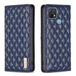For OPPO A15 Diamond Lattice Magnetic Leather Flip Phone Case(Blue)