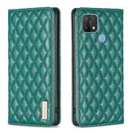 For OPPO A15 Diamond Lattice Magnetic Leather Flip Phone Case(Green)