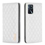For OPPO A16s / A16 / A54s / A55 5G / A54 4G Diamond Lattice Magnetic Leather Flip Phone Case(White)
