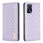 For OPPO A16s / A16 / A54s / A55 5G / A54 4G Diamond Lattice Magnetic Leather Flip Phone Case(Purple)