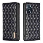 For OPPO A16s / A16 / A54s / A55 5G / A54 4G Diamond Lattice Magnetic Leather Flip Phone Case(Black)