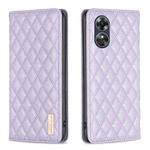 For OPPO A17 Diamond Lattice Magnetic Leather Flip Phone Case(Purple)