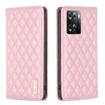For OPPO A57 4G Diamond Lattice Magnetic Leather Flip Phone Case(Pink)