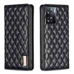 For OPPO A57 4G Diamond Lattice Magnetic Leather Flip Phone Case(Black)